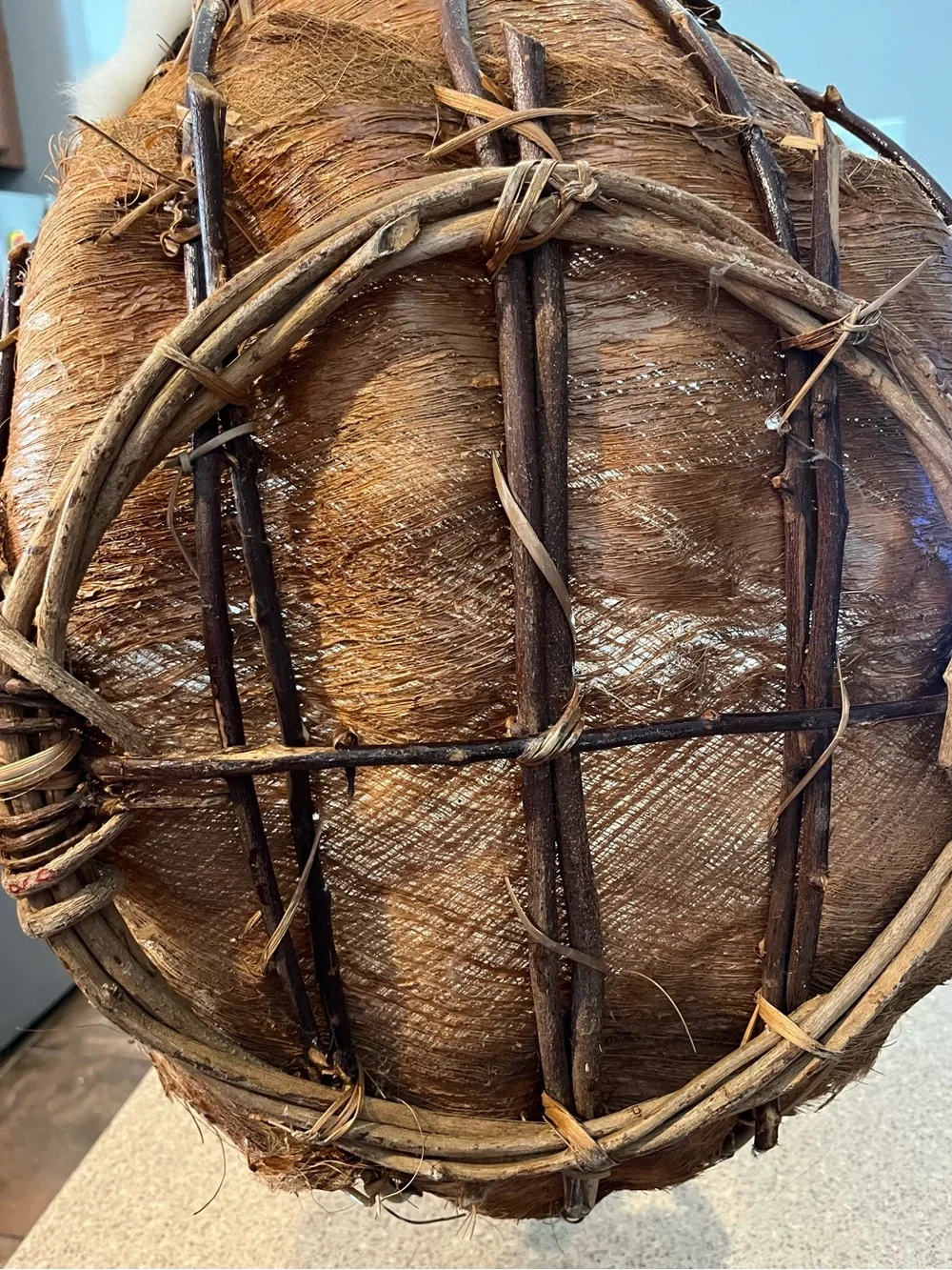 Native American Handmade Brown Feathered Bird Nest Perch